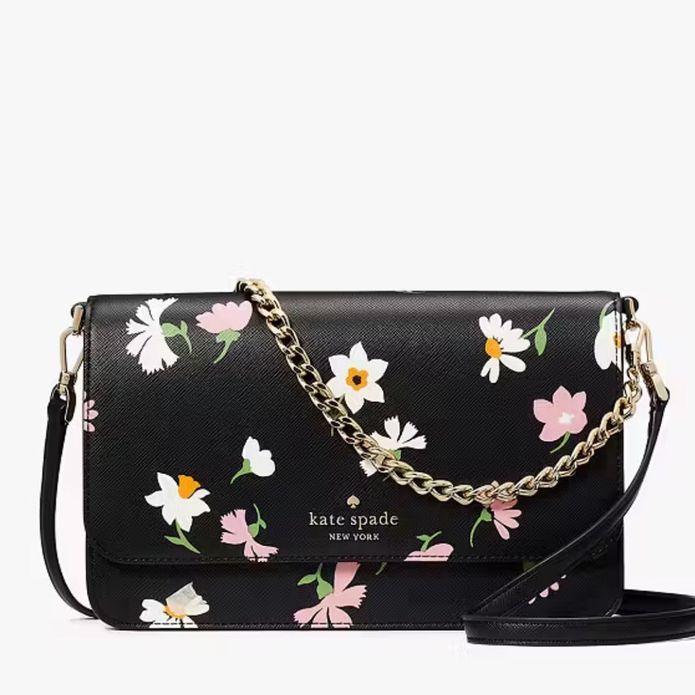 Kate Spade Madison Floral Waltz Flap Convertible Crossbody
Black Multi
NWT